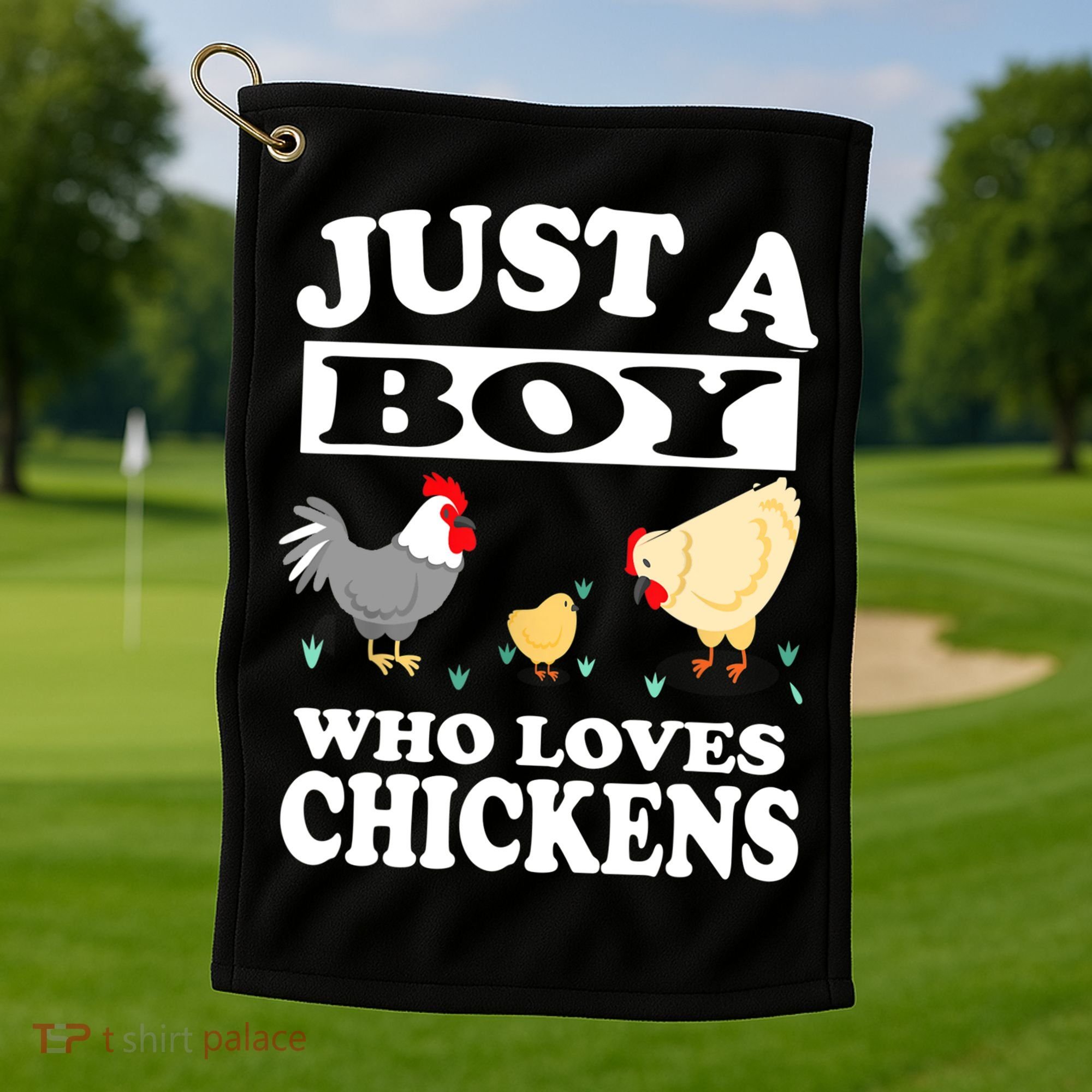 Just A Boy Who Loves Chickens Farm Chicken Gift Golf Towel