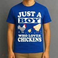Just A Boy Who Loves Chickens Farm Chicken Gift T-Shirt thumb 3