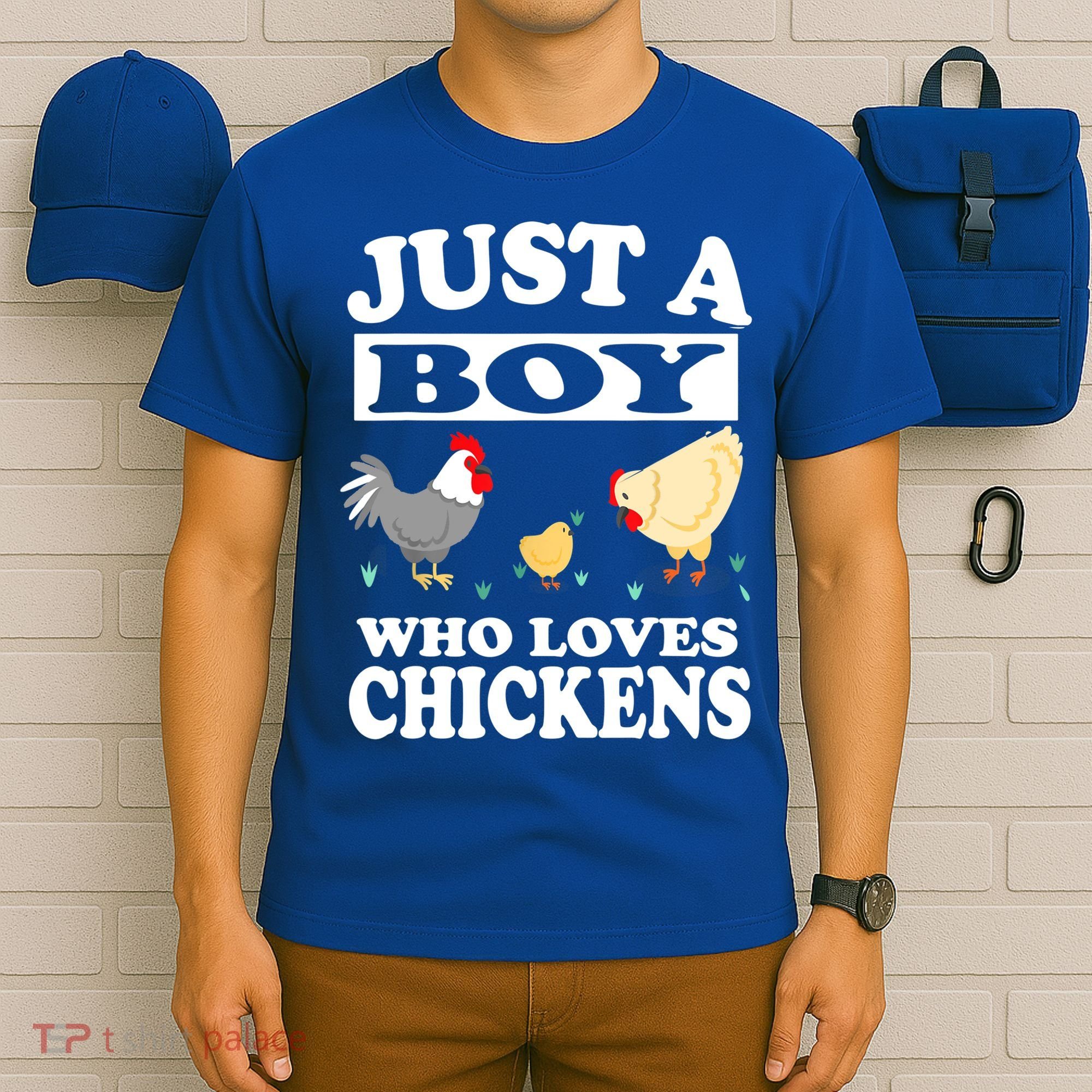 Just A Boy Who Loves Chickens Farm Chicken Gift T-Shirt