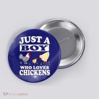 Just A Boy Who Loves Chickens Farm Chicken Gift Button thumb 0