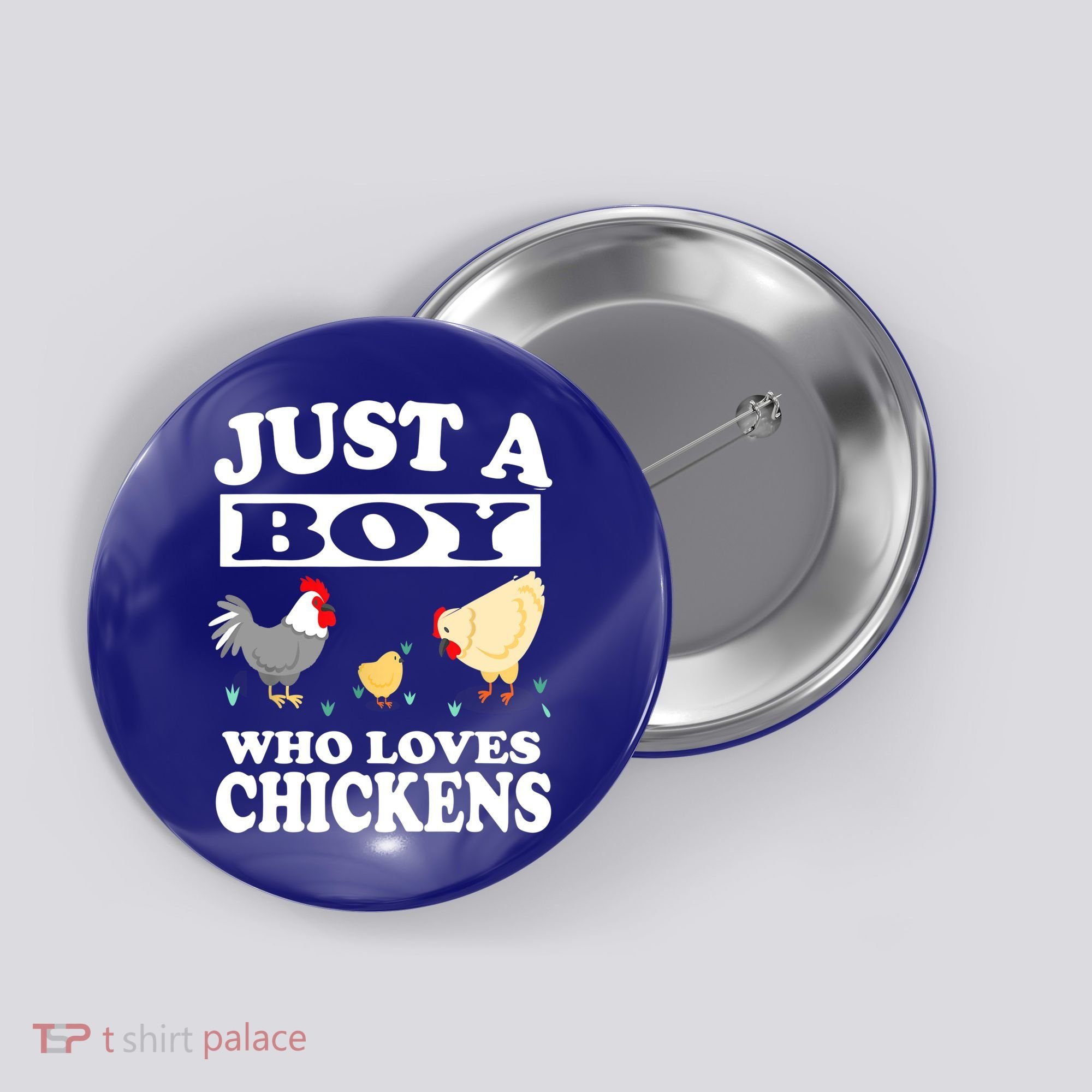 Just A Boy Who Loves Chickens Farm Chicken Gift Button