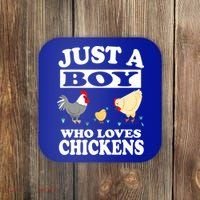 Just A Boy Who Loves Chickens Farm Chicken Gift Coaster thumb 0