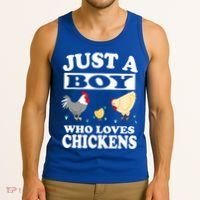Just A Boy Who Loves Chickens Farm Chicken Gift Tank Top thumb 3