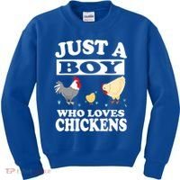 Just A Boy Who Loves Chickens Farm Chicken Gift Kids Sweatshirt thumb 0