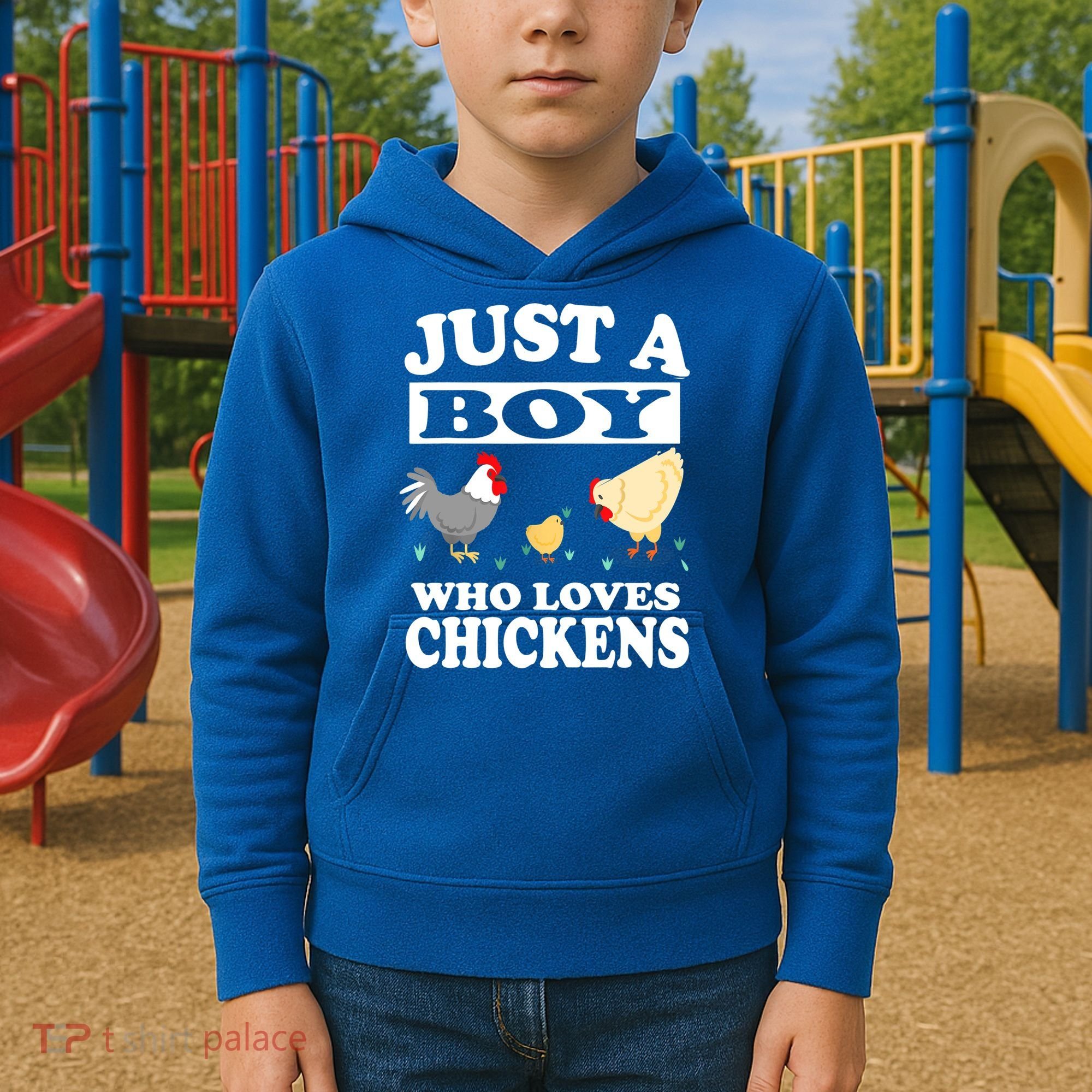 Just A Boy Who Loves Chickens Farm Chicken Gift Kids Hoodie