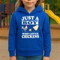 Just A Boy Who Loves Chickens Farm Chicken Gift Kids Hoodie thumb 3
