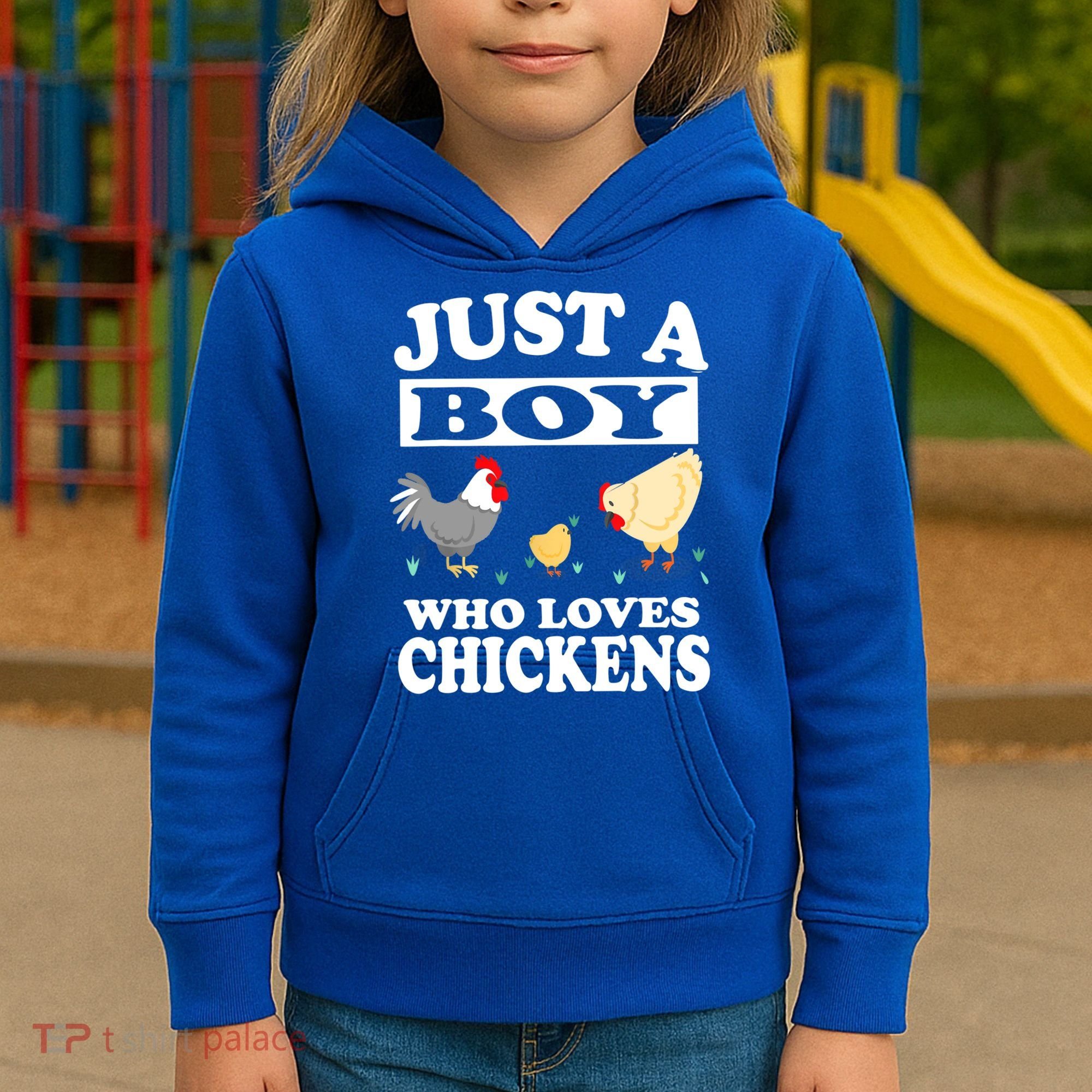 Just A Boy Who Loves Chickens Farm Chicken Gift Kids Hoodie