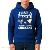 Just A Boy Who Loves Chickens Farm Chicken Gift Kids Hoodie thumb 4