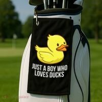 Just A Boy Who Loves Ducks Rubber Duck Golf Towel thumb 2
