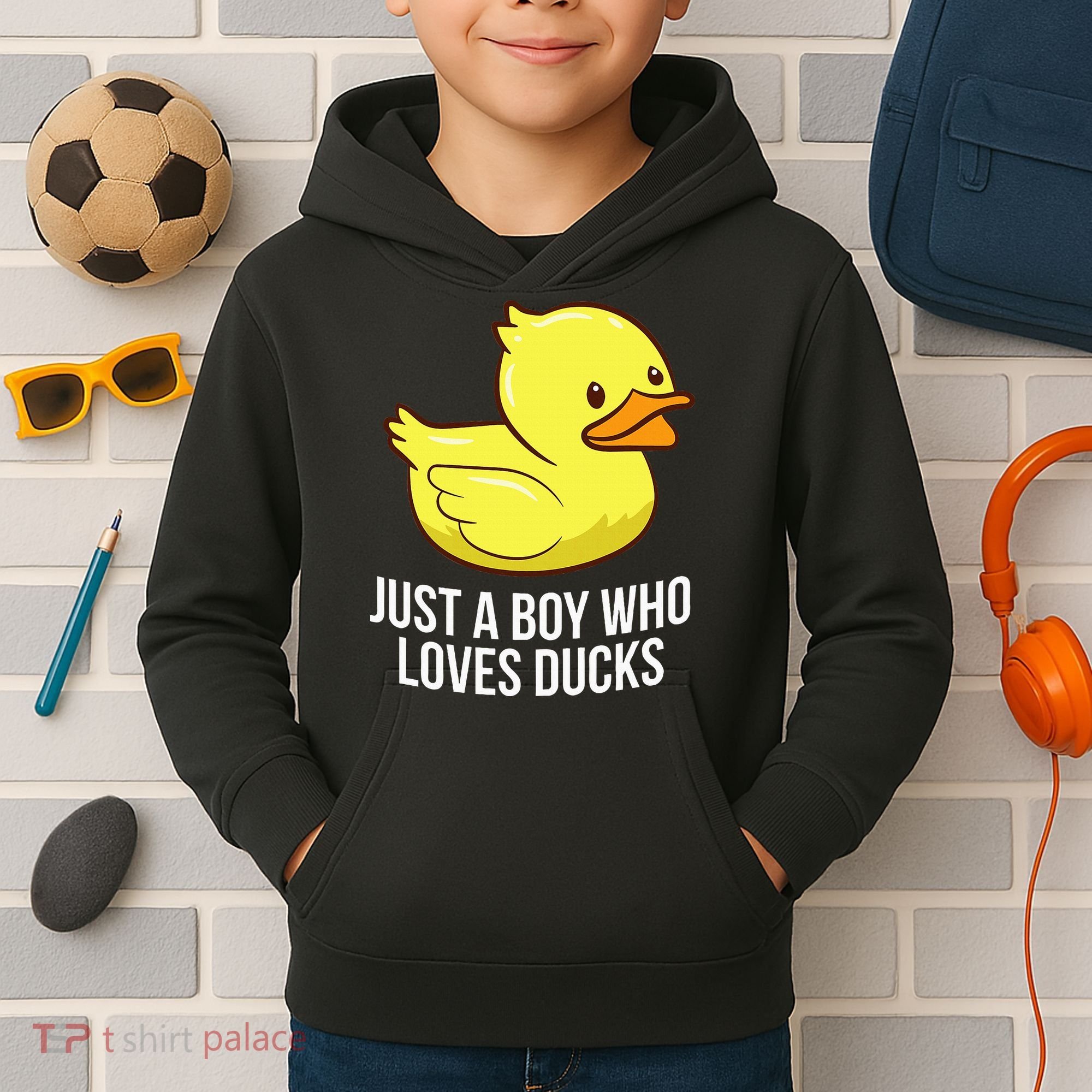 Just A Boy Who Loves Ducks Rubber Duck Kids Hoodie
