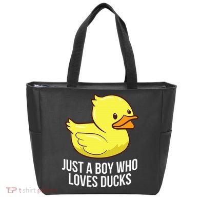 Just A Boy Who Loves Ducks Rubber Duck Tote Bag