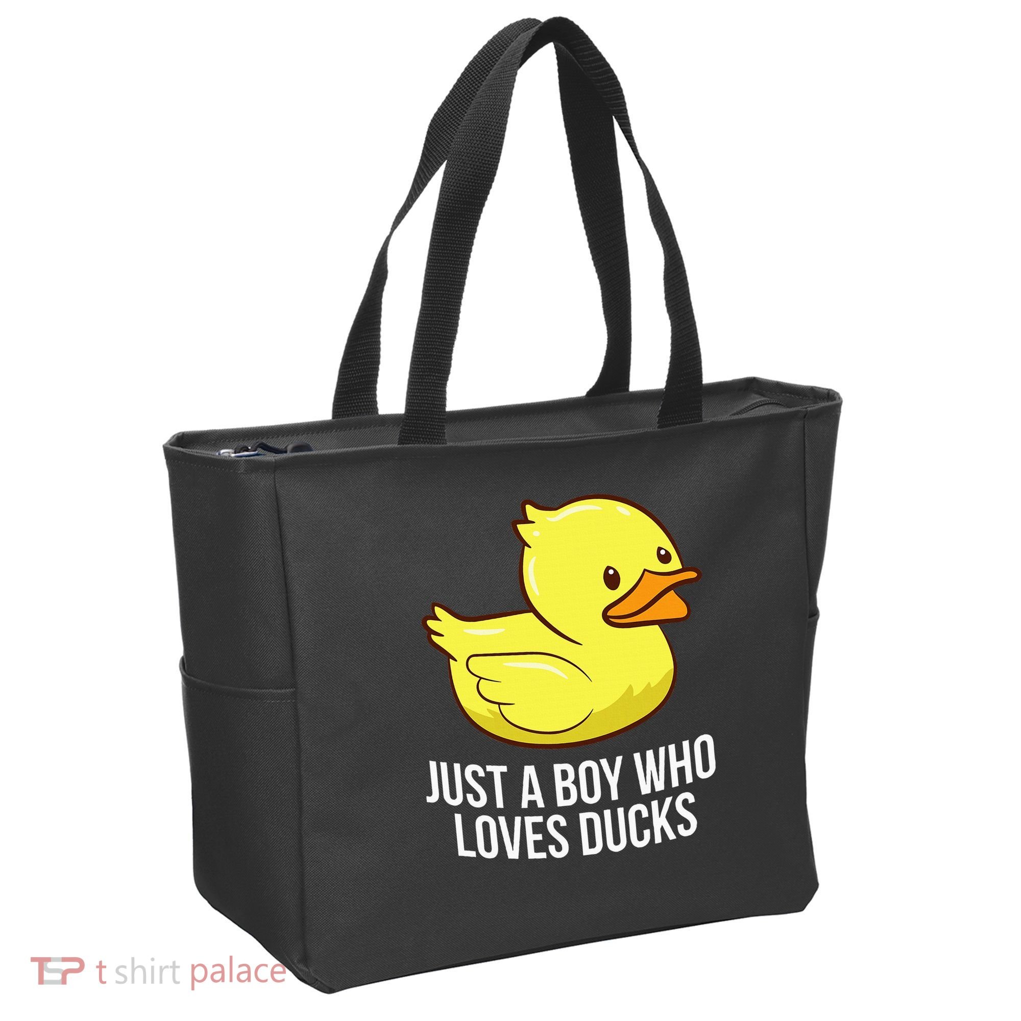 Just A Boy Who Loves Ducks Rubber Duck Tote Bag