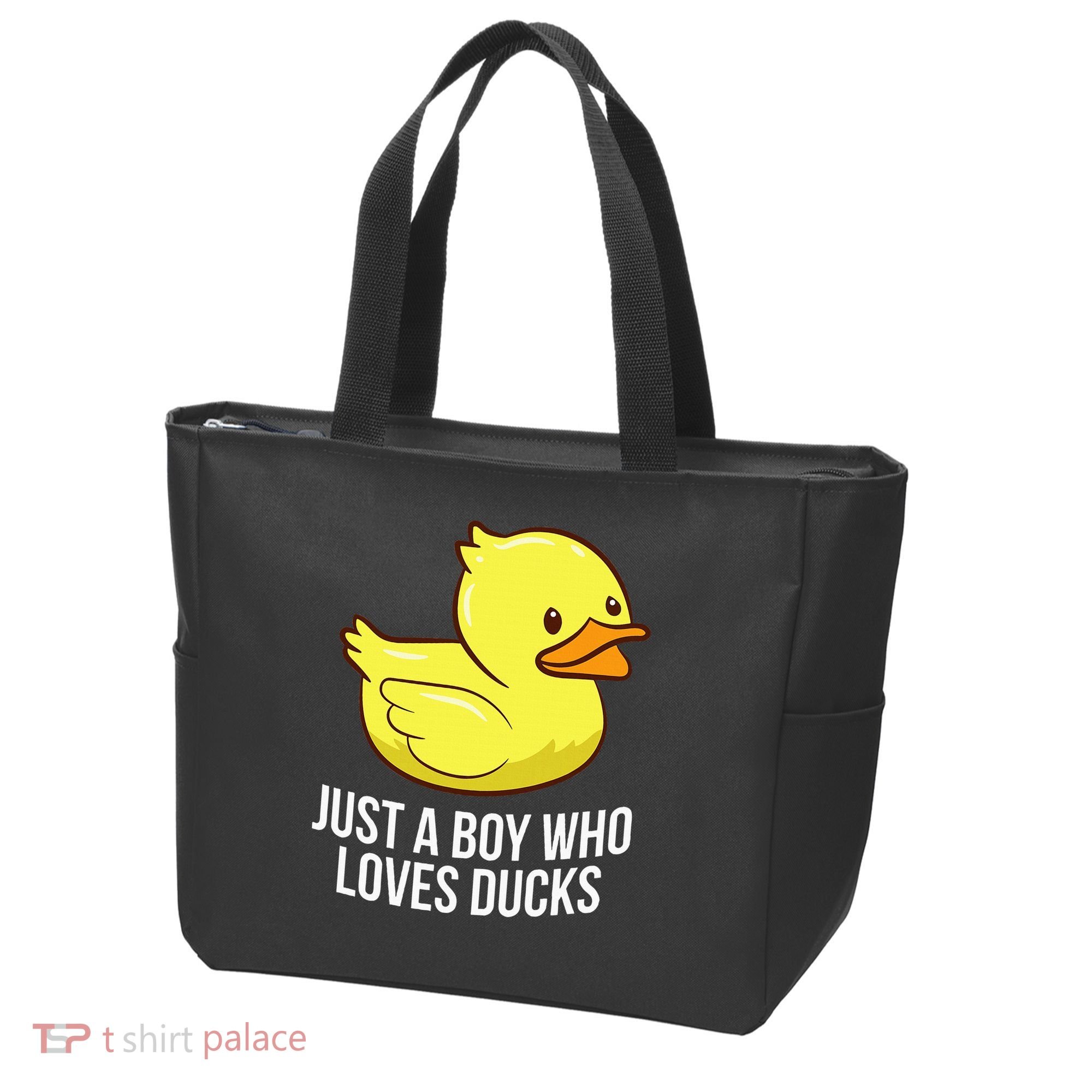 Just A Boy Who Loves Ducks Rubber Duck Tote Bag