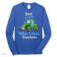 Just A Boy Who Loves Tractors Funny Gift Long Sleeve Shirt thumb 0