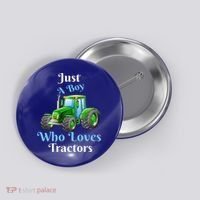 Just A Boy Who Loves Tractors Funny Gift Button thumb 0