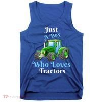 Just A Boy Who Loves Tractors Funny Gift Tank Top thumb 0