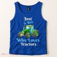 Just A Boy Who Loves Tractors Funny Gift Tank Top thumb 2