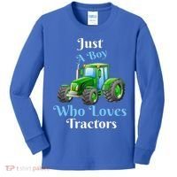 Just A Boy Who Loves Tractors Funny Gift Kids Long Sleeve Shirt thumb 0