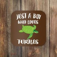 Just A Boy Who Loves Sea Turtles Ocean Animal Gift Coaster thumb 0