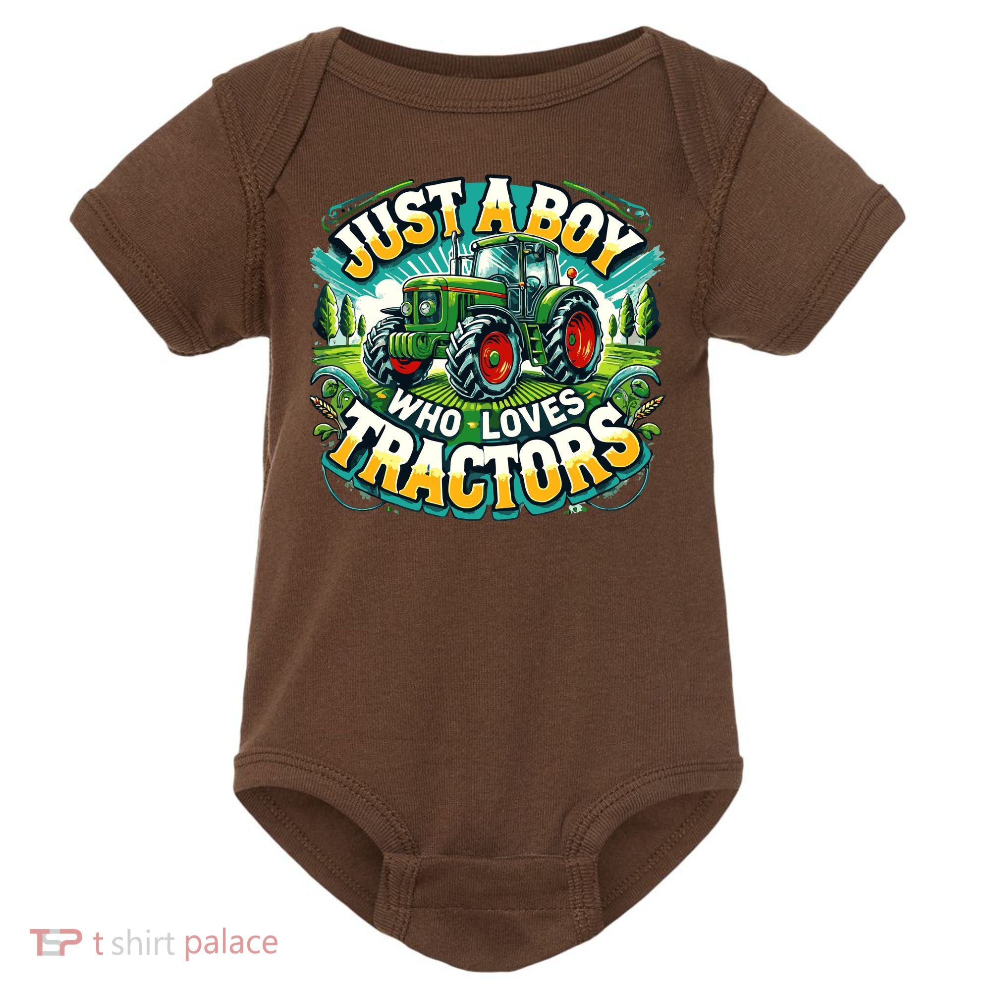 Just A Boy Who Loves Tractors Baby Bodysuit