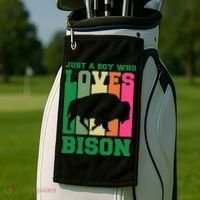 Just A Boy Who Loves Bison Golf Towel thumb 2