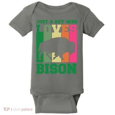 Just A Boy Who Loves Bison Baby Bodysuit