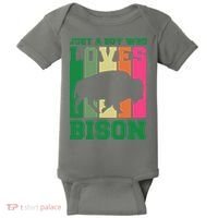 Just A Boy Who Loves Bison Baby Bodysuit thumb 0