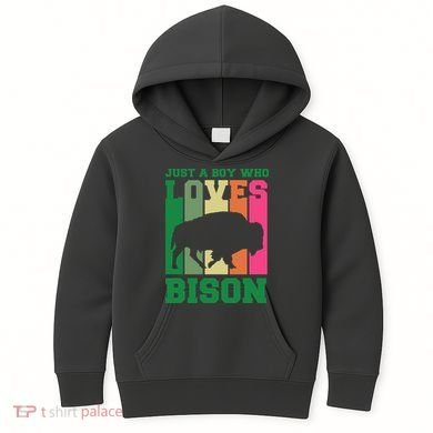 Just A Boy Who Loves Bison Kids Hoodie