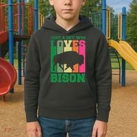 Just A Boy Who Loves Bison Kids Hoodie thumb 2