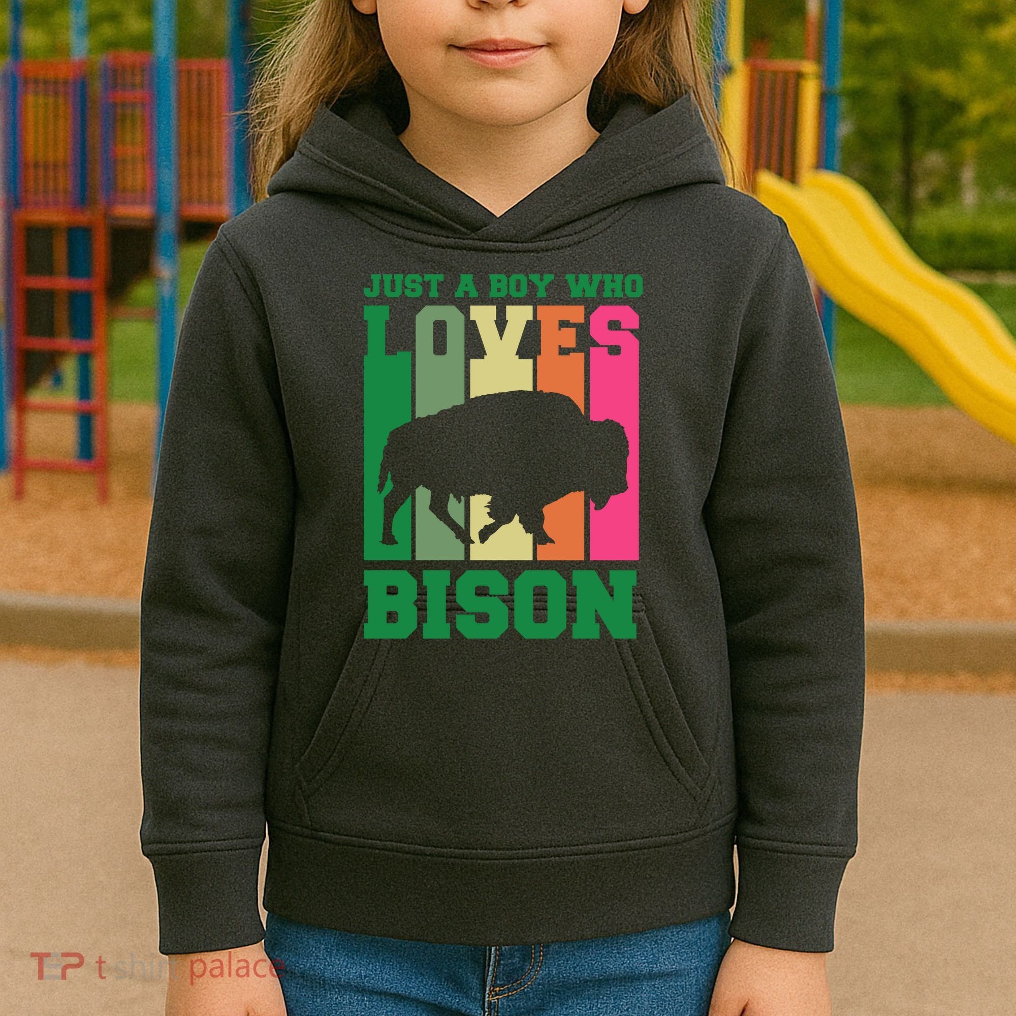 Just A Boy Who Loves Bison Kids Hoodie