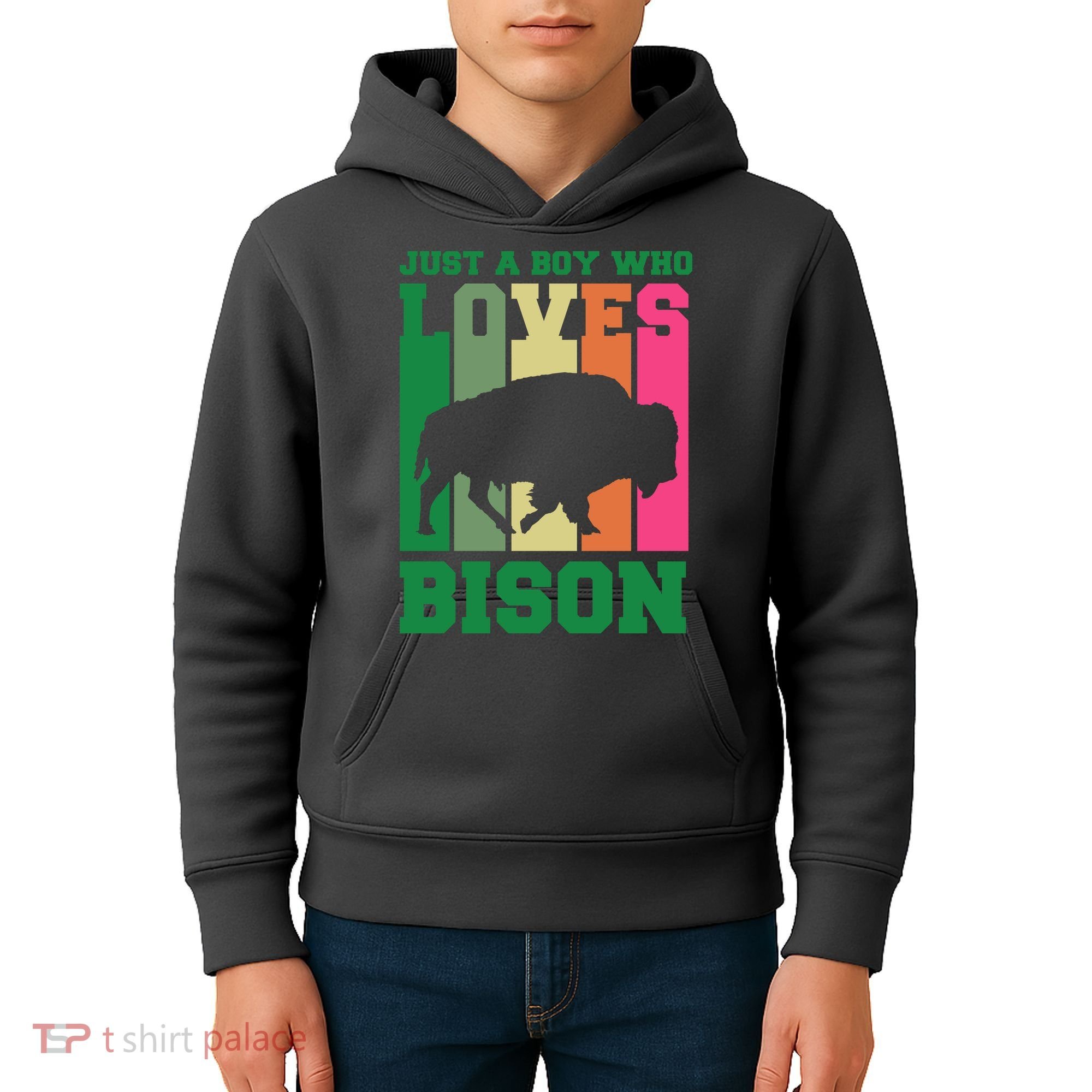 Just A Boy Who Loves Bison Kids Hoodie