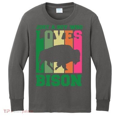 Just A Boy Who Loves Bison Kids Long Sleeve Shirt