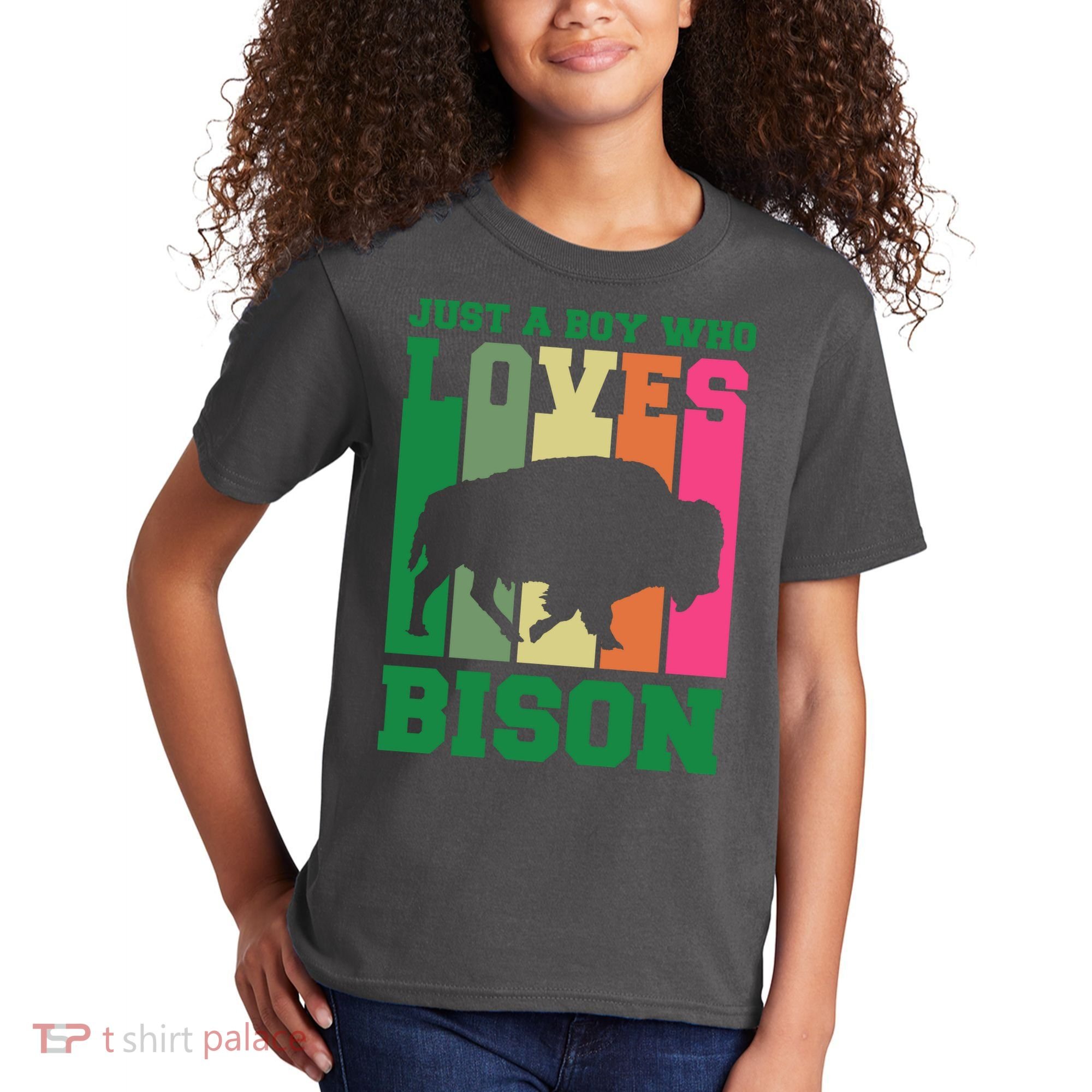 Just A Boy Who Loves Bison Kids T-Shirt