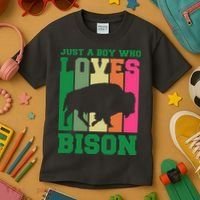 Just A Boy Who Loves Bison Kids T-Shirt thumb 3