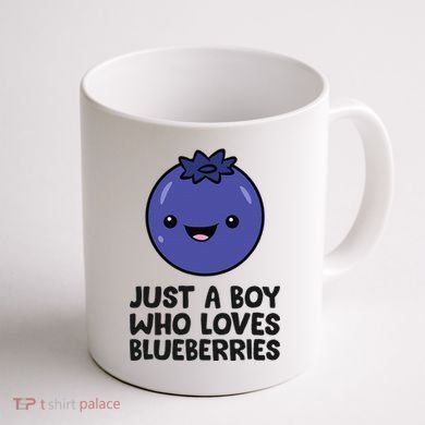Just A Boy Who Loves Blueberries Coffee Mug back