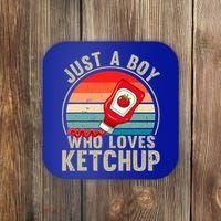 Just a Boy Who Loves Ketchup Catsup Condiment Lover Coaster thumb 0