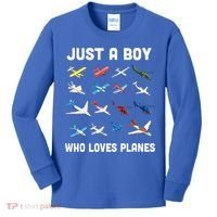 Just A Boy Who Loves Planes Kids Long Sleeve Shirt thumb 0