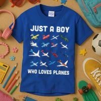 Just A Boy Who Loves Planes Kids T-Shirt thumb 3