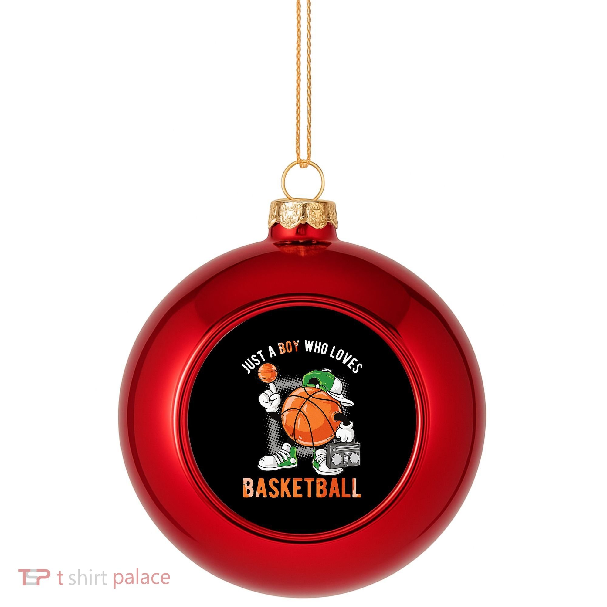 Just A Boy Who Loves Basketball Plastic Christmas Ball Ornament