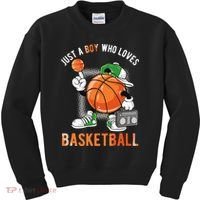 Just A Boy Who Loves Basketball Kids Sweatshirt thumb 0