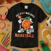 Just A Boy Who Loves Basketball Kids T-Shirt thumb 3