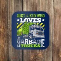 Just A Boy Who Loves Garbage Trucks Funny Coaster thumb 0