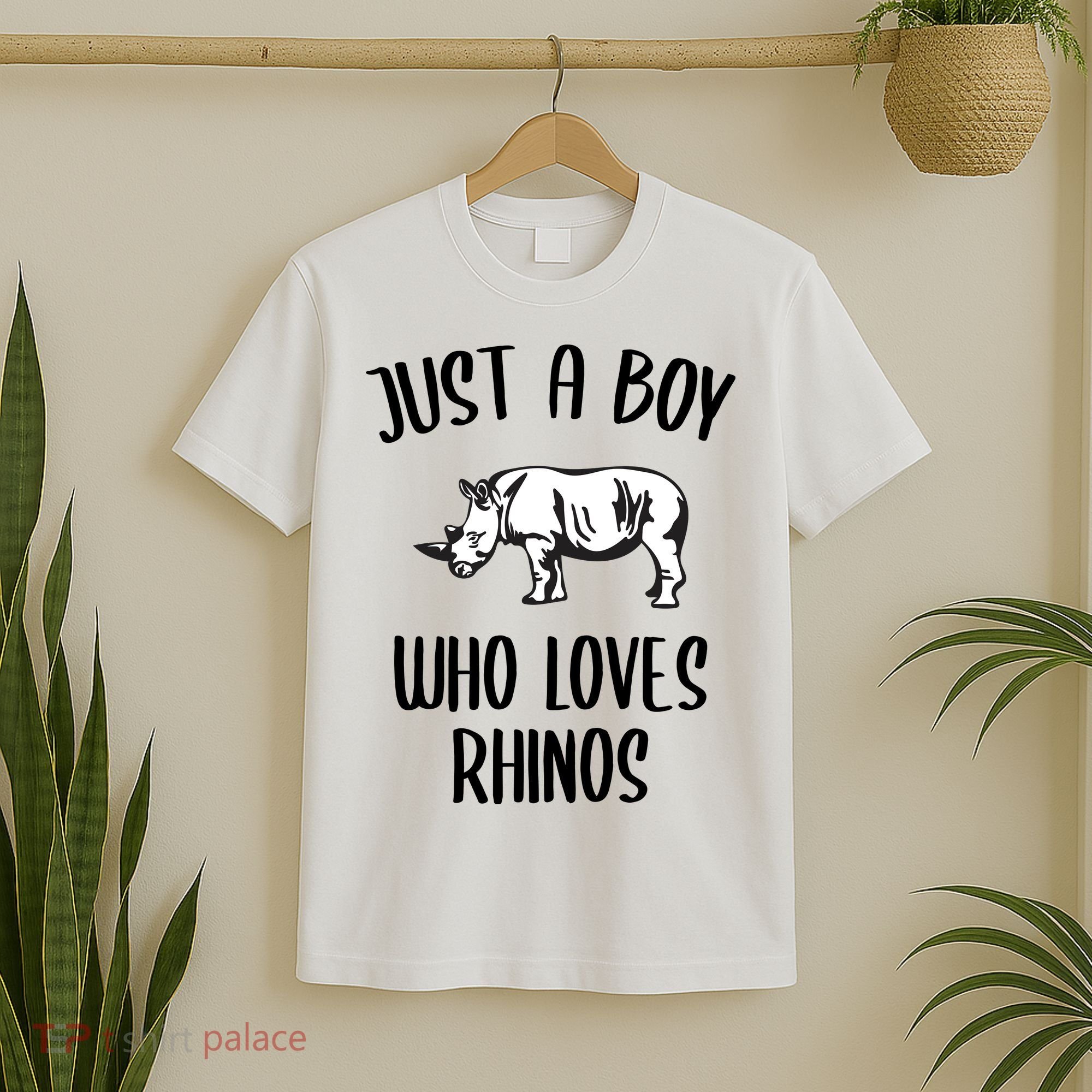 Just A Boy Who Loves Rhinos Animal Gift TShirt Funny RHINO T-Shirt