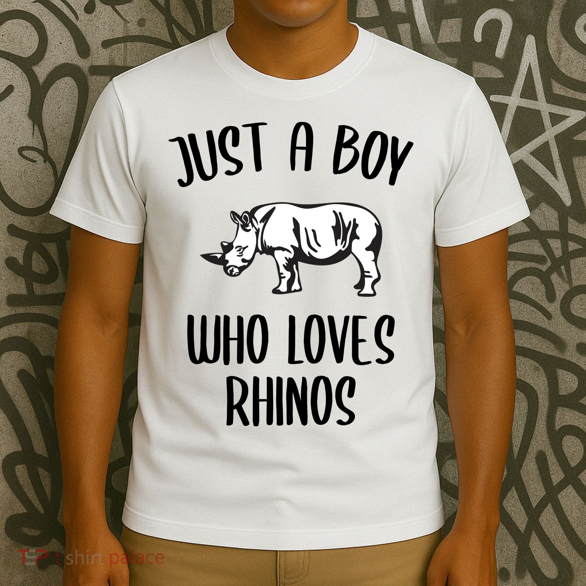 Just A Boy Who Loves Rhinos Animal Gift TShirt Funny RHINO T-Shirt