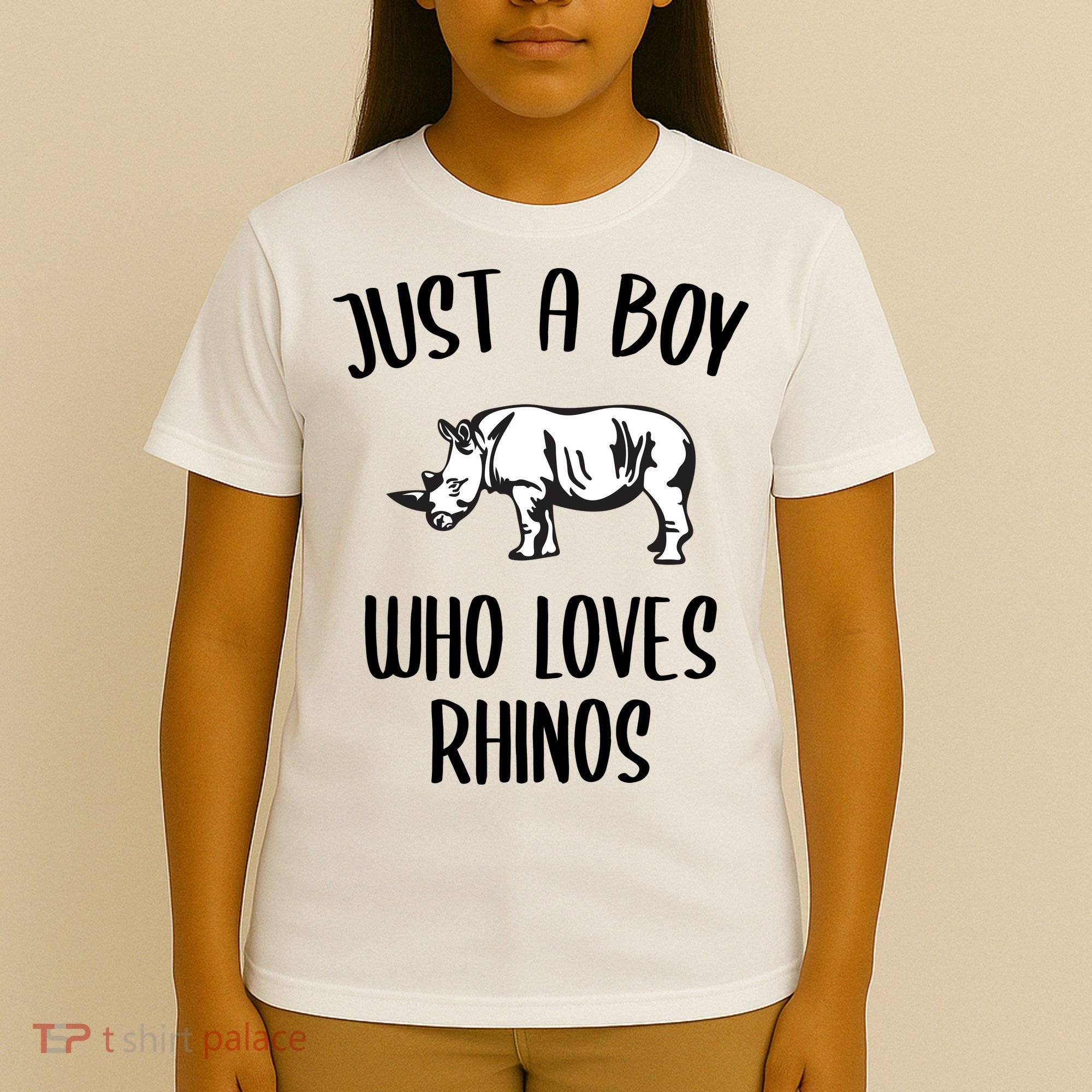 Just A Boy Who Loves Rhinos Animal Gift TShirt Funny RHINO T-Shirt