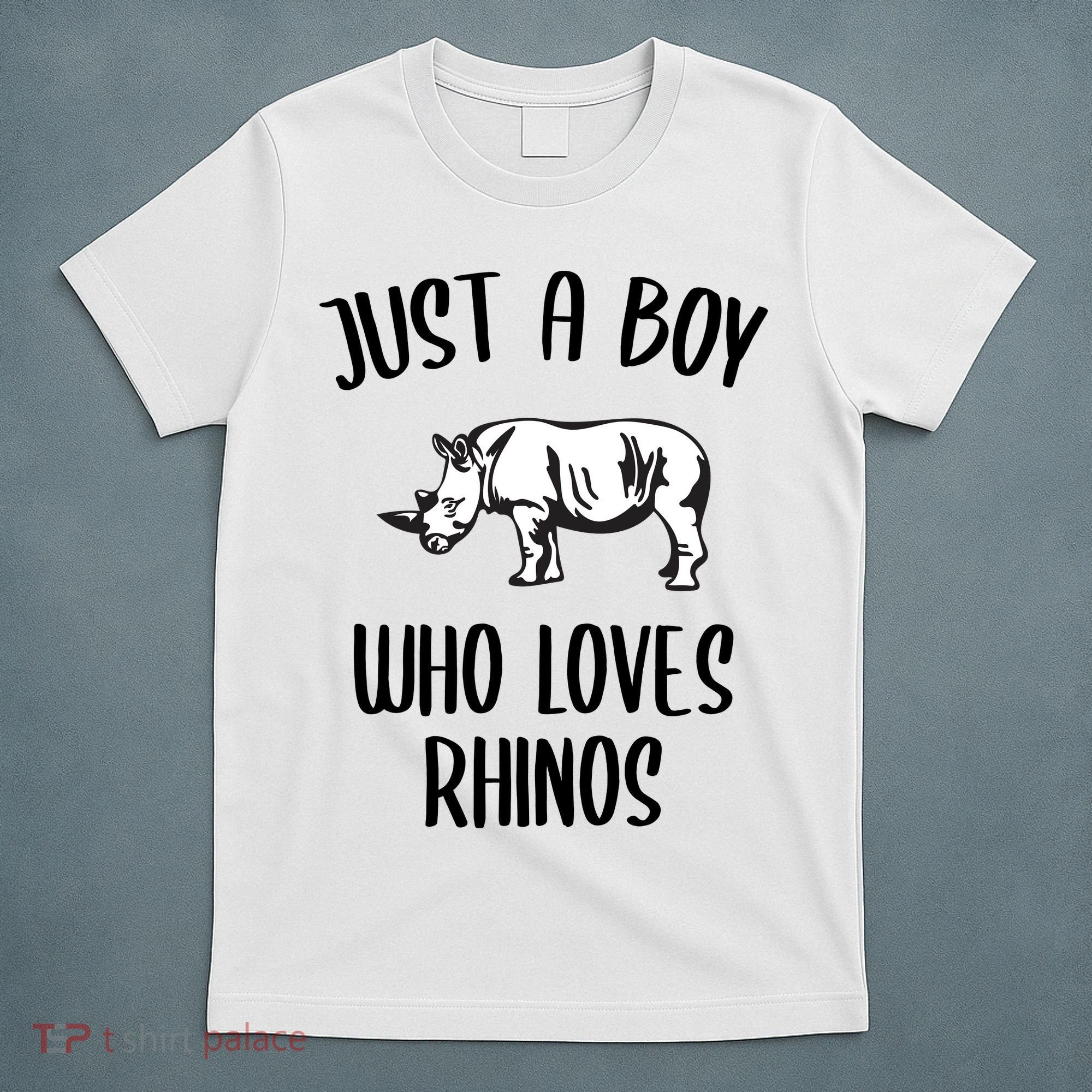 Just A Boy Who Loves Rhinos Animal Gift TShirt Funny RHINO T-Shirt