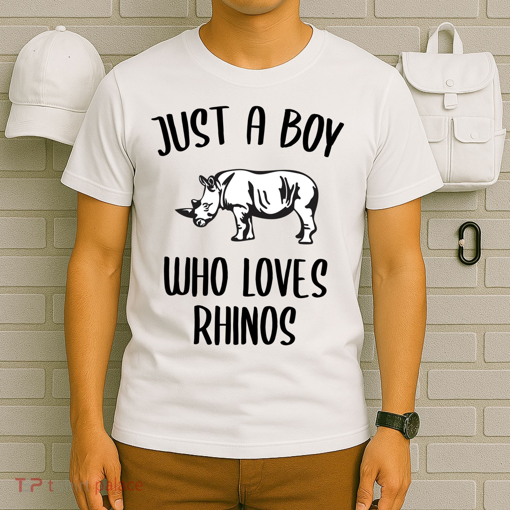 Just A Boy Who Loves Rhinos Animal Gift TShirt Funny RHINO T-Shirt