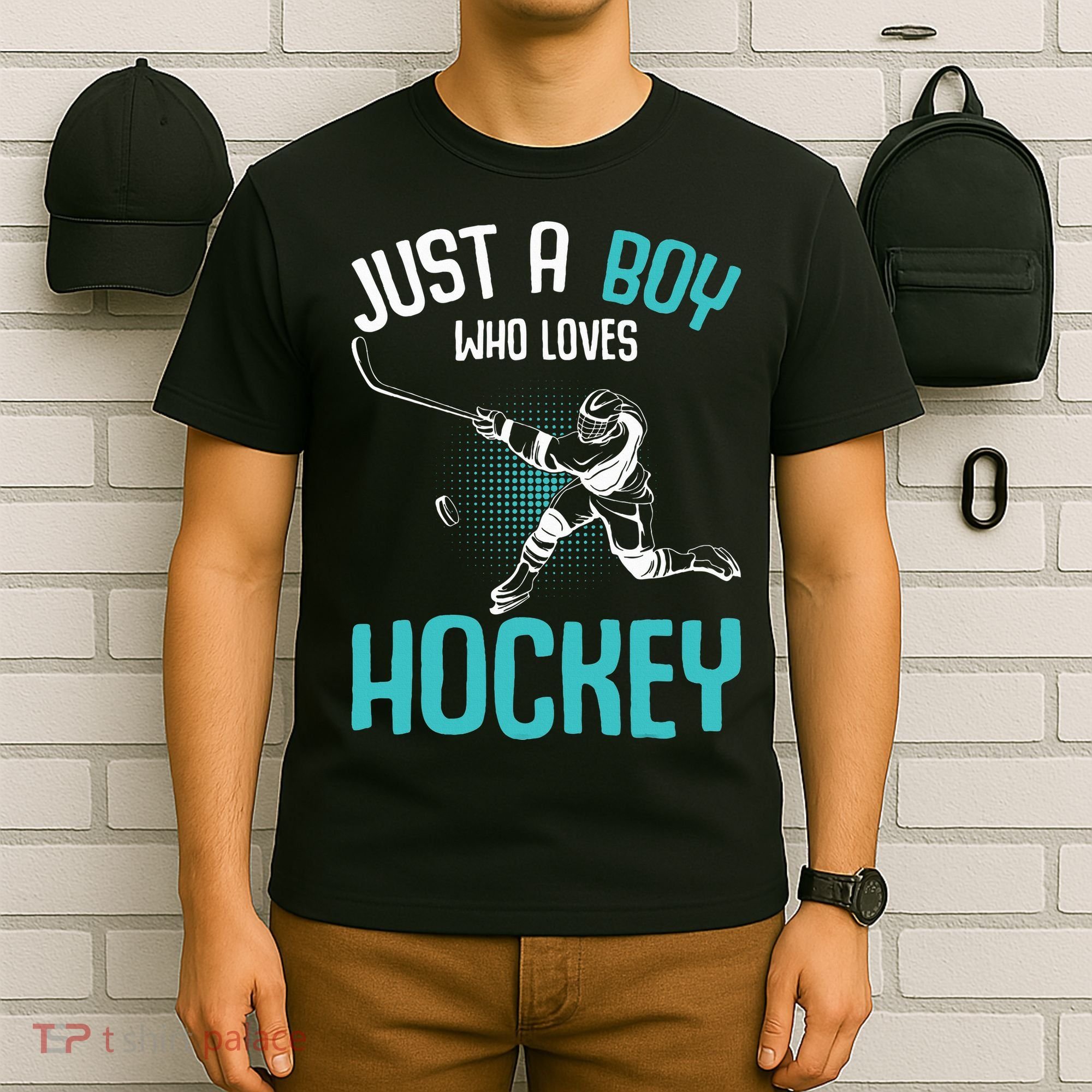 Just A Boy Who Loves Hockey Player Ice Hockey T-Shirt