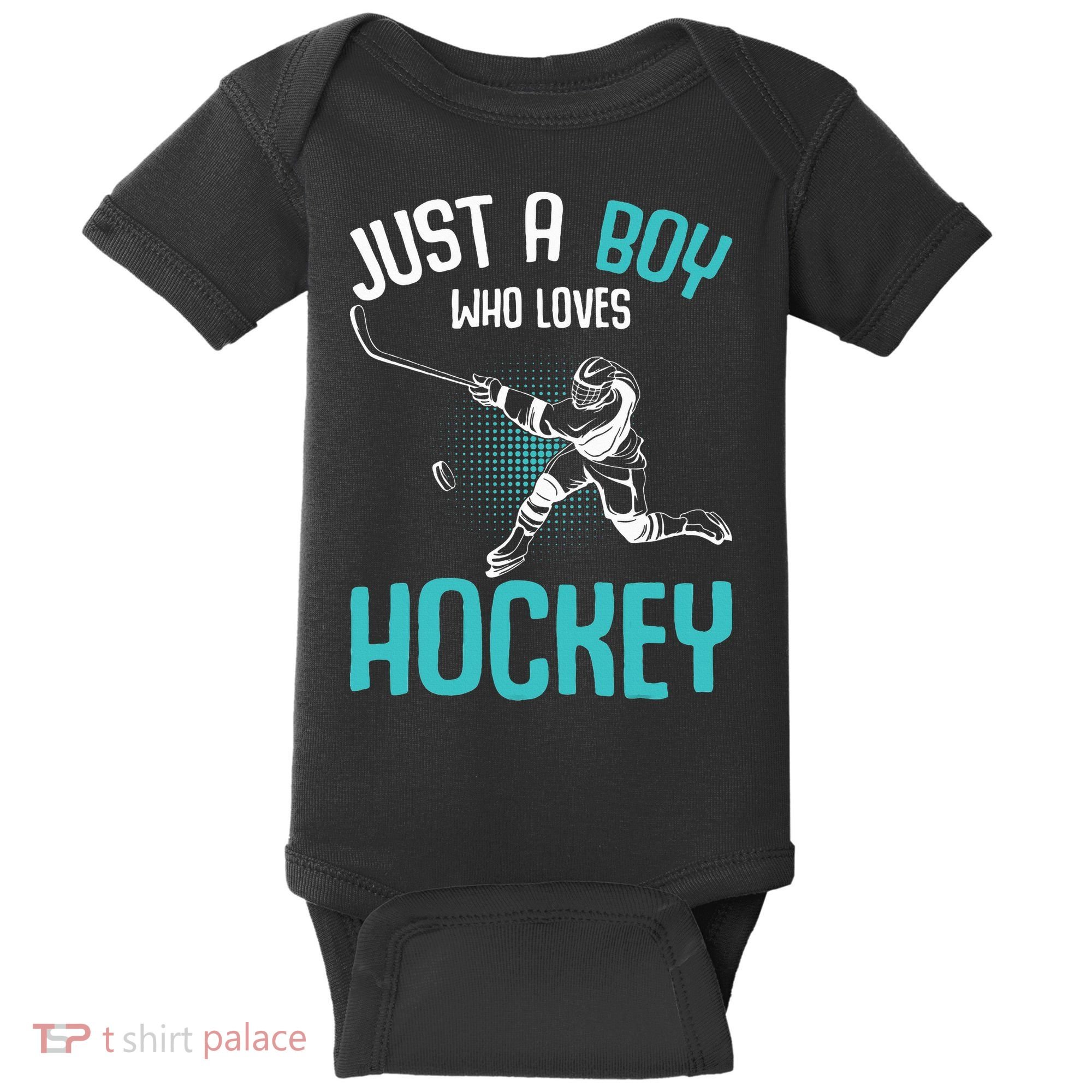 Just A Boy Who Loves Hockey Player Ice Hockey Baby Bodysuit