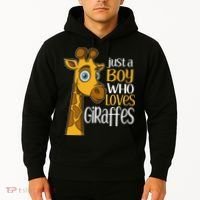 Just A Boy Who Loves Giraffes Funny Giraffe Hoodie thumb 2